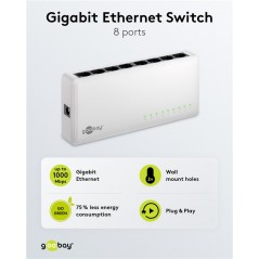 Switchar - Goobay 8-portars gigabitswitch (10/100/1000 Mbit/s)