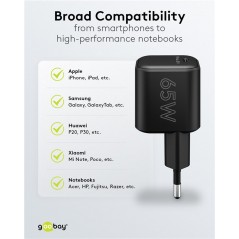 Laddare och kablar - NANO GaN Strömadapter med USB-C PD 65W och snabbladdning (Kompakt) (datorladdare)