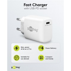 Laddare och kablar - Goobay Snabbladdande Strömadapter GaN med USB-C PD (Power Delivery) 25W