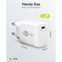 Laddare och kablar - Goobay Snabbladdande Strömadapter GaN med USB-C PD (Power Delivery) 25W