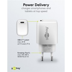 Laddare och kablar - Goobay Snabbladdande Strömadapter GaN med USB-C PD (Power Delivery) 25W