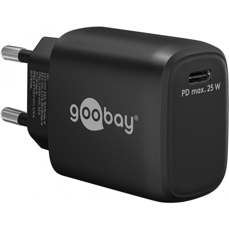 Laddare och kablar - Snabbladdande Strömadapter GaN med USB-C PD (Power Delivery) 25W