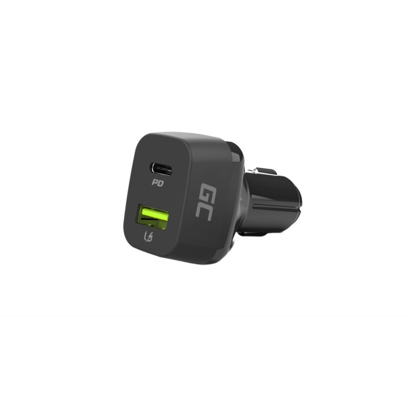 Laddare och kablar - GreenCell billaddare med USB-C och USB-A kontakt 48W (30W PD QC 3.0)