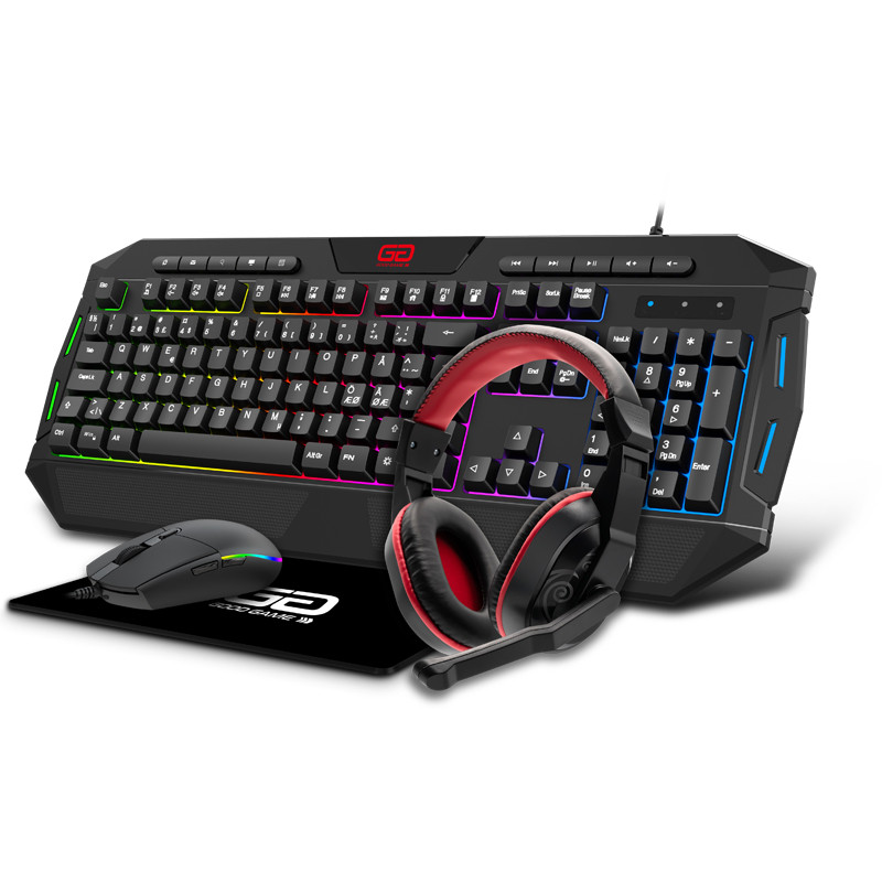 Paket tangentbord & mus gaming - Good Game Gaming-bundle 4-i-1 med headset, tangentbord, mus & musmatta (skadad låda)
