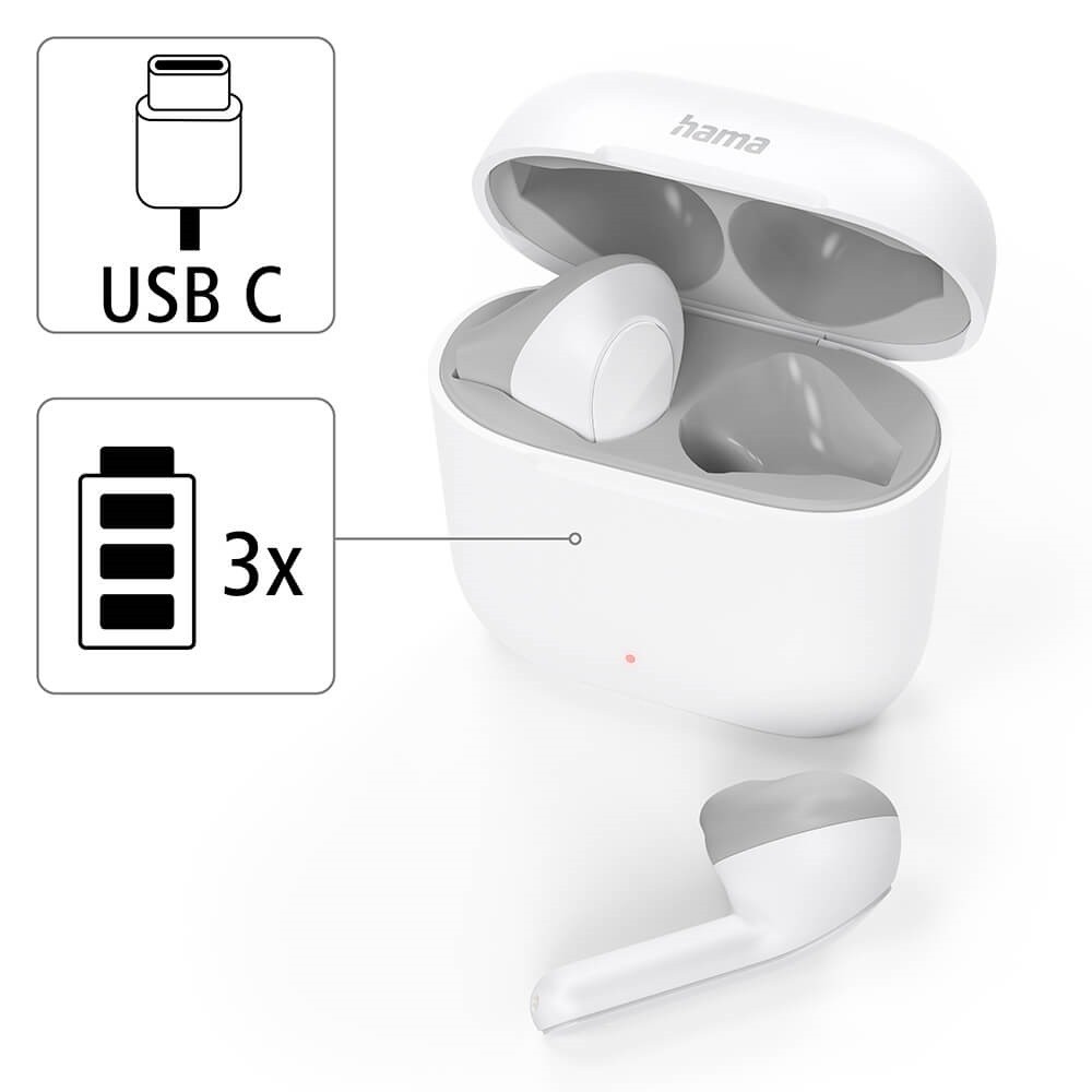 Hama Freedom True Wireless In-Ear BlueTooth Headset, vit/svart/rosa (Vit)