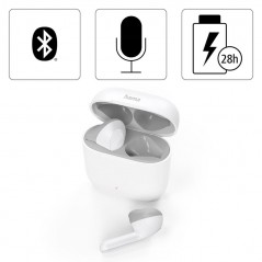 In-ear - Hama Freedom True Wireless In-Ear BlueTooth Headset, vit/svart/rosa