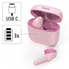 In-ear - Hama Freedom True Wireless In-Ear BlueTooth Headset, vit/svart/rosa