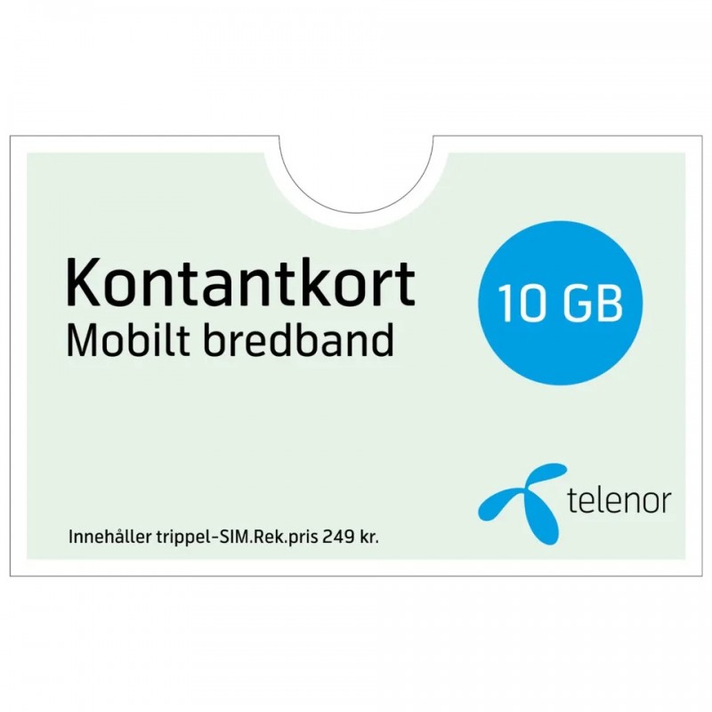 Kontantkort och startpaket - Telenor kontantkort för 5G/4G mobilt bredband i 1 månad (10 GB)