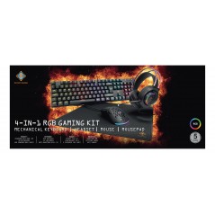 Paket tangentbord & mus gaming - Deltaco RGB 4-i-1 gamingset med mekaniskt tangentbord, headset, mus & musmatta