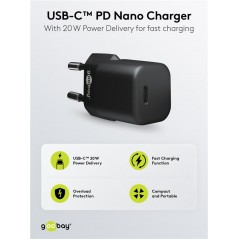 Laddare och kablar - Goobay Snabbladdande kompakt GaN strömadapter med USB-C PD (Power Delivery) 20W