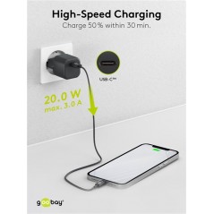 Laddare och kablar - Goobay Snabbladdande kompakt GaN strömadapter med USB-C PD (Power Delivery) 20W
