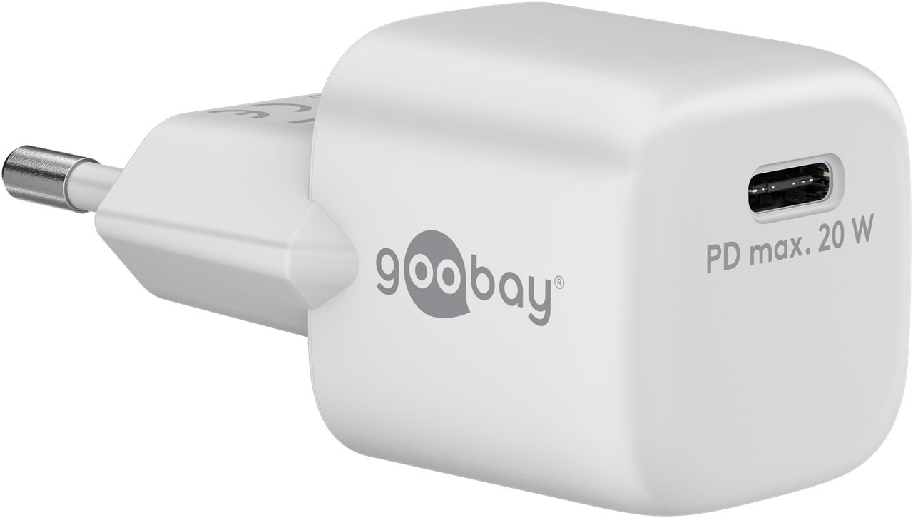 Goobay Snabbladdande kompakt GaN strömadapter med USB-C PD (Power Delivery) 20W