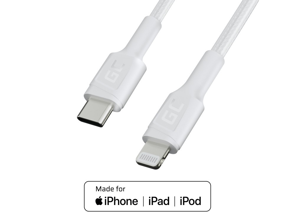 GreenCell MFi USB-C till Lightning-kabel 1 meter med PD snabbladdning