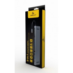 Dockningsstation universal - Gembird USB-C Multiport universal dockningsstation 9-i-1 4K@30Hz 2K@60Hz 60W PD