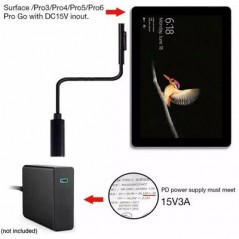 Microsoft Surface laddare - Adapter för att ladda Microsoft Surface Pro 3, 4, 5, 6 med USB-C-laddare