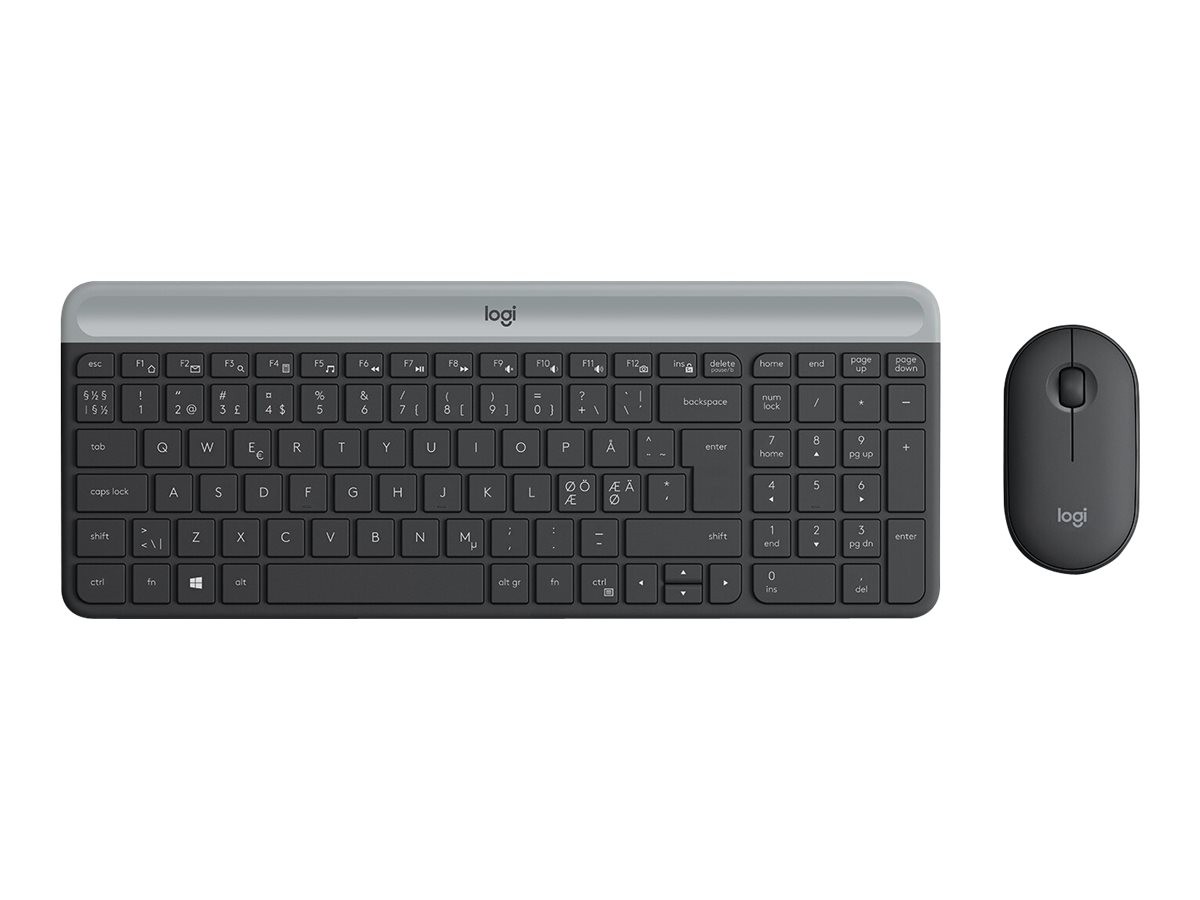 Logitech MK470 slimmat trådlöst tangentbord och mus, svart