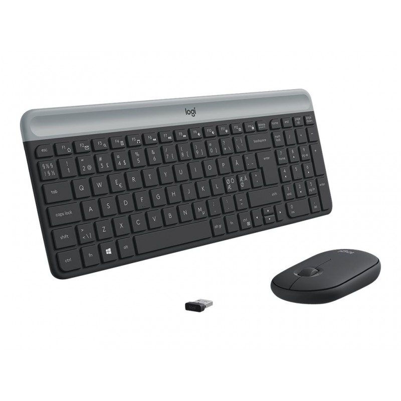 Tangentbord & datormus - Logitech MK470 slimmat trådlöst tangentbord och mus, svart