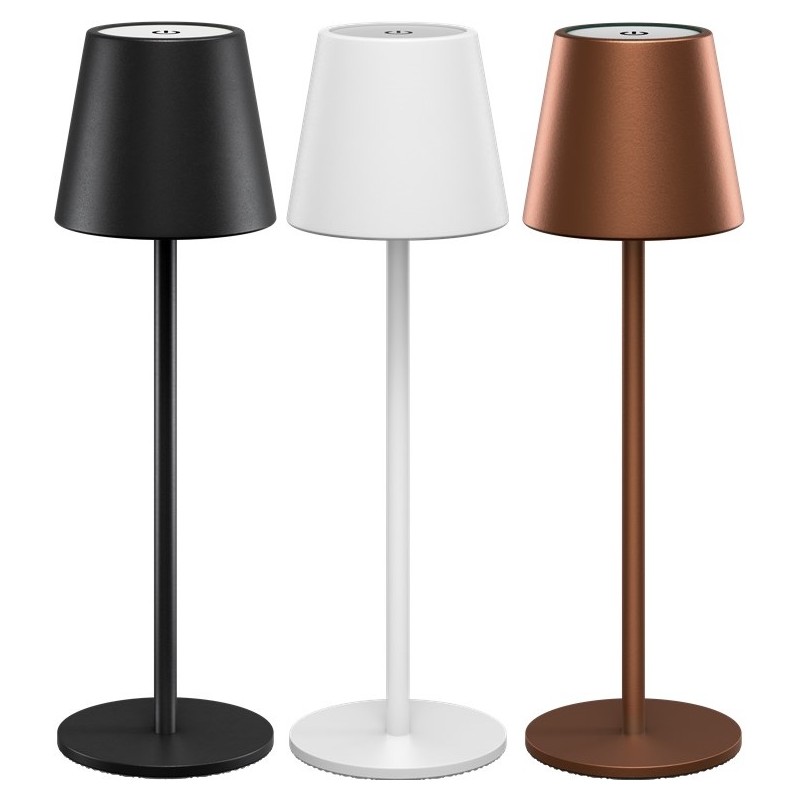 Laddningsbar bordslampa för inom- och utomhusbruk, dimbar (svart/vi... Utomhusbelysning - Laddningsbar bordslampa för inom- och utomhusbruk, dimbar (svart/vit/brons)