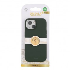 Fodral och skal - Onsala MagSeries mobilskal till iPhone 15 i olivgrön silikon