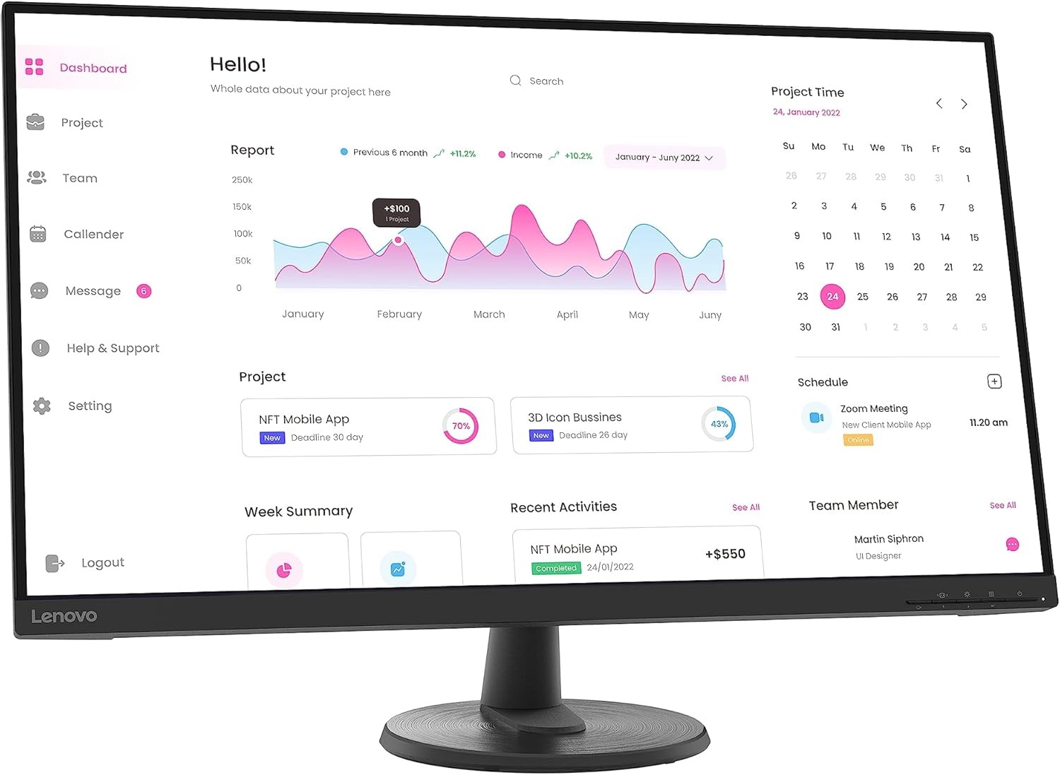 Lenovo D32-40 32" LED-skärm med VA-panel