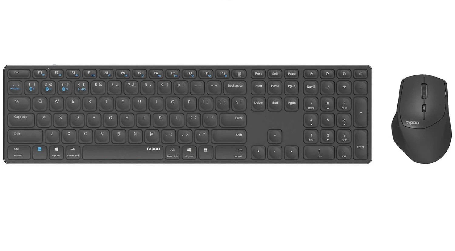 Rapoo 9800M ultratunt trådlöst tangentbord och mus med Multi-Mode (bluetooth + USB)