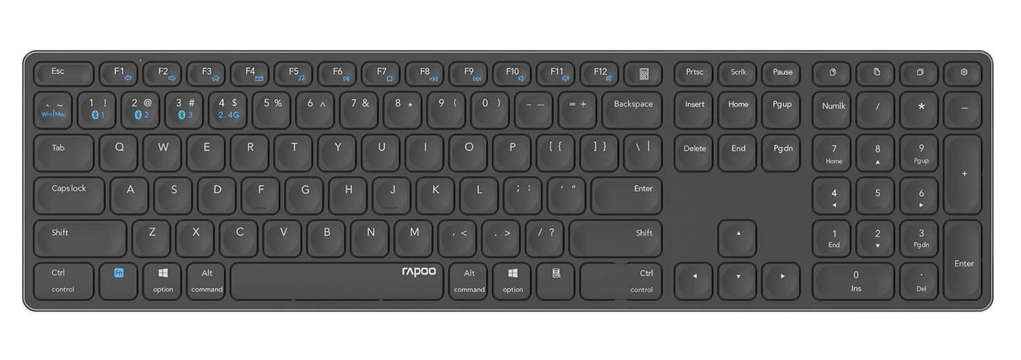 Rapoo E9800M ultratunt trådlöst tangentbord med Multi-Mode (bluetooth + USB)