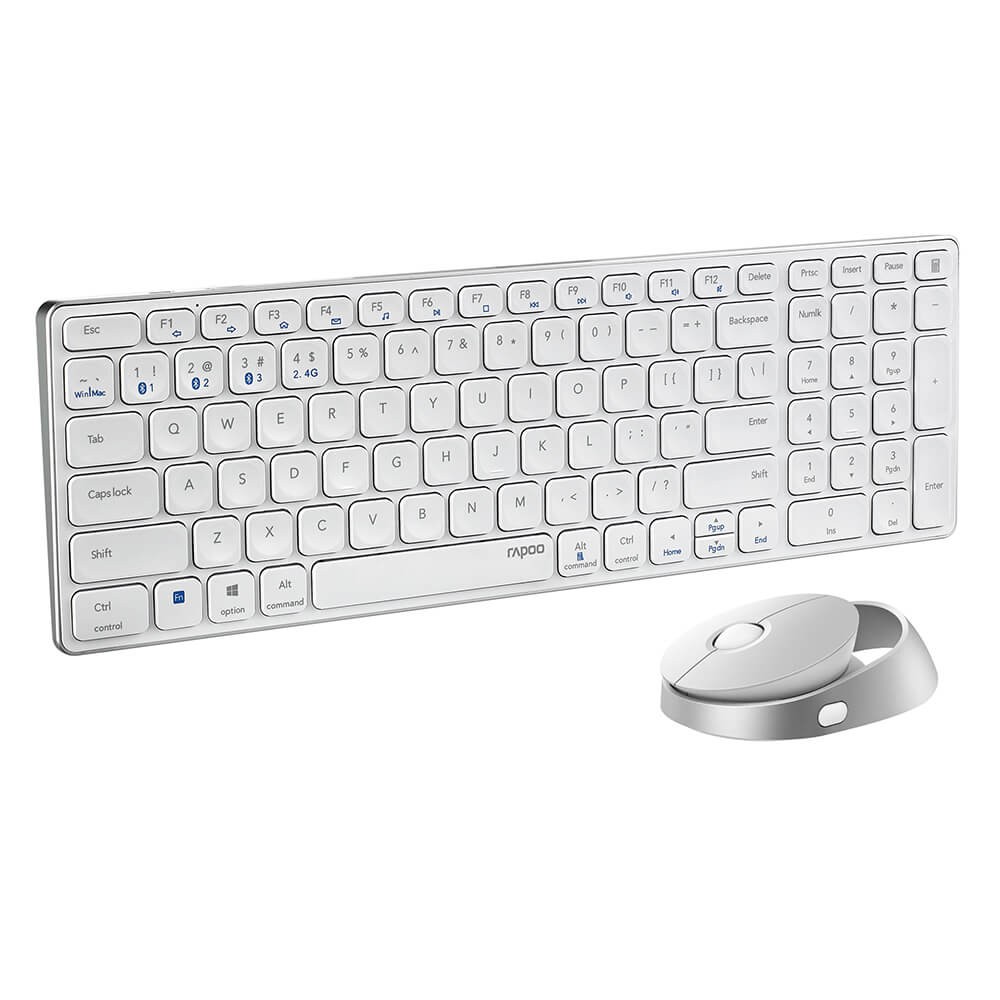 Rapoo 9750M set med trådlöst tangentbord och mus för PC och Mac (bluetooth + USB)