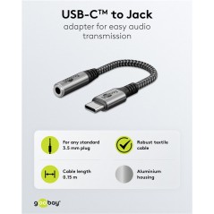 Övriga tillbehör - Goobay USB-C till 3.5mm ljud-adapter