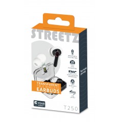 Bluetooth hörlurar - Streetz T250 True Wireless in-ear headset vit/transparent