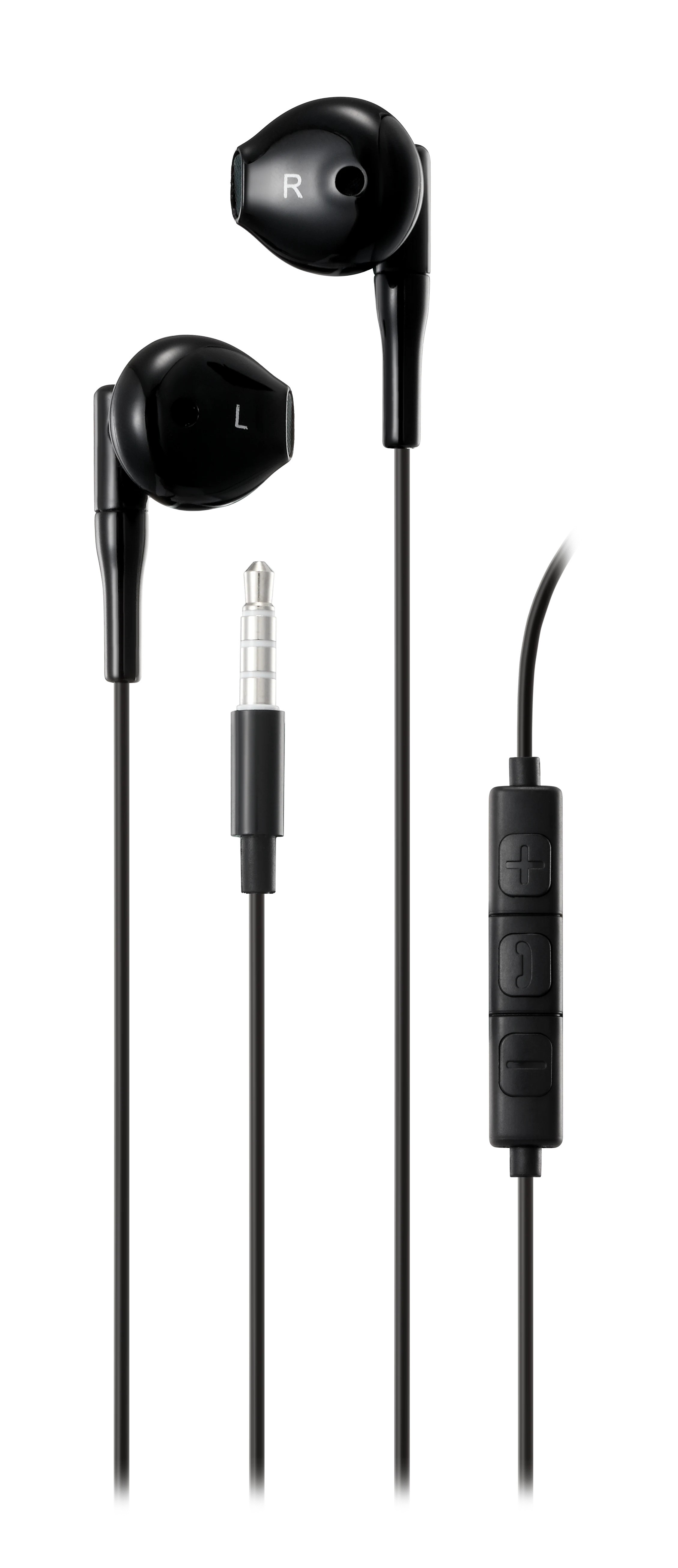 Streetz E130 semi-in-ear hörlurar och headset med 3.5 mm kontakt (svart/vit) (Svart)