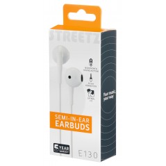 In-ear - Streetz E130 semi-in-ear hörlurar & headset med 3.5 mm kontakt (svart/vit)