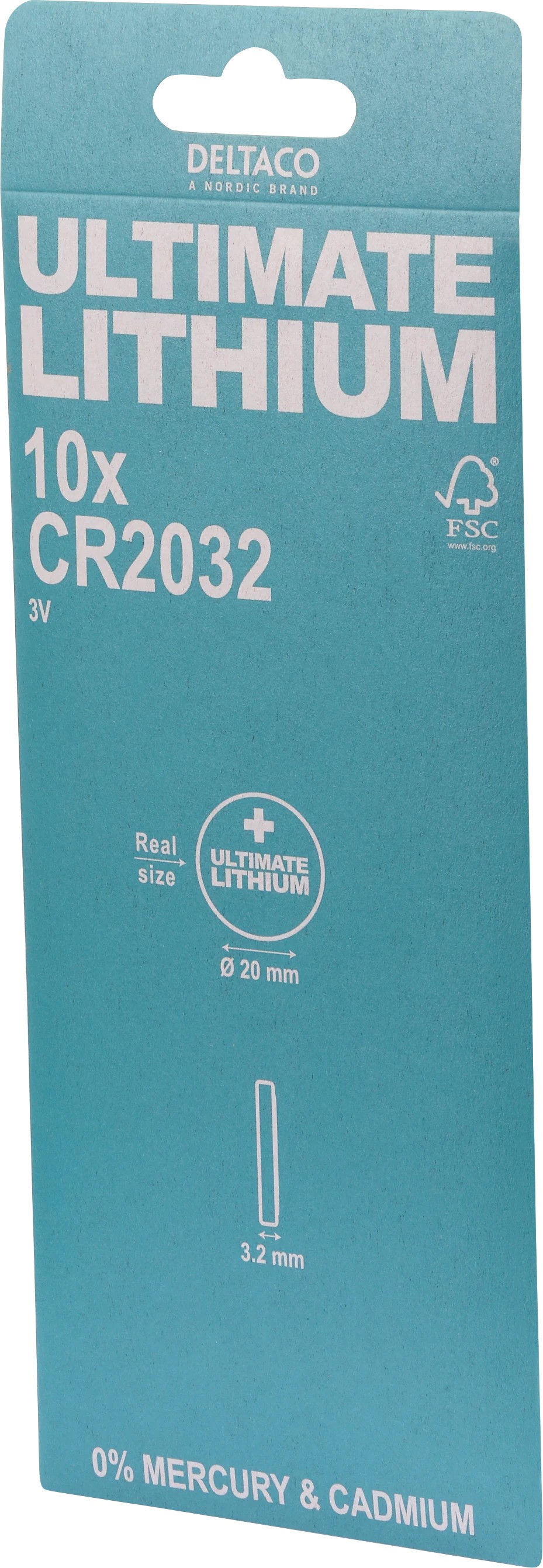 Deltaco CR2032 litiumbatteri 10-pack knappcellsbatterier