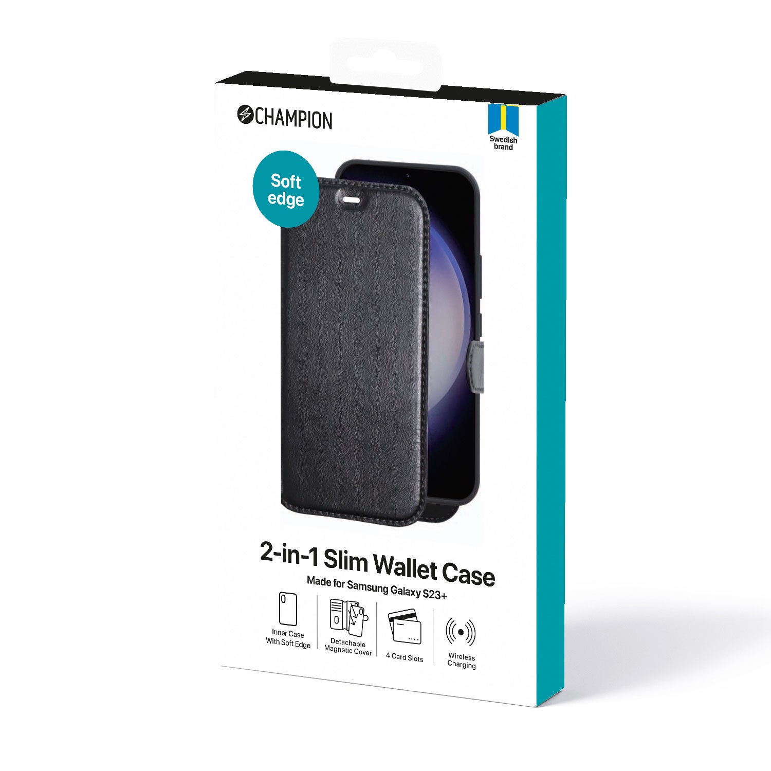 Champion 2-in-1 slimmat plånboksfodral till Samsung Galaxy S23 Plus