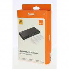 Skärmkabel & skärmadapter - HAMA HDMI-switch 3-till-1 med fjärrkontroll och 4K-stöd