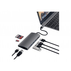 USB-C hubb - Satechi Multiport Dock USB-C-hubb 7-i-1 till USB-C/3xUSB 3.0/HDMI/LAN/microSD med stöd för 4K UHD