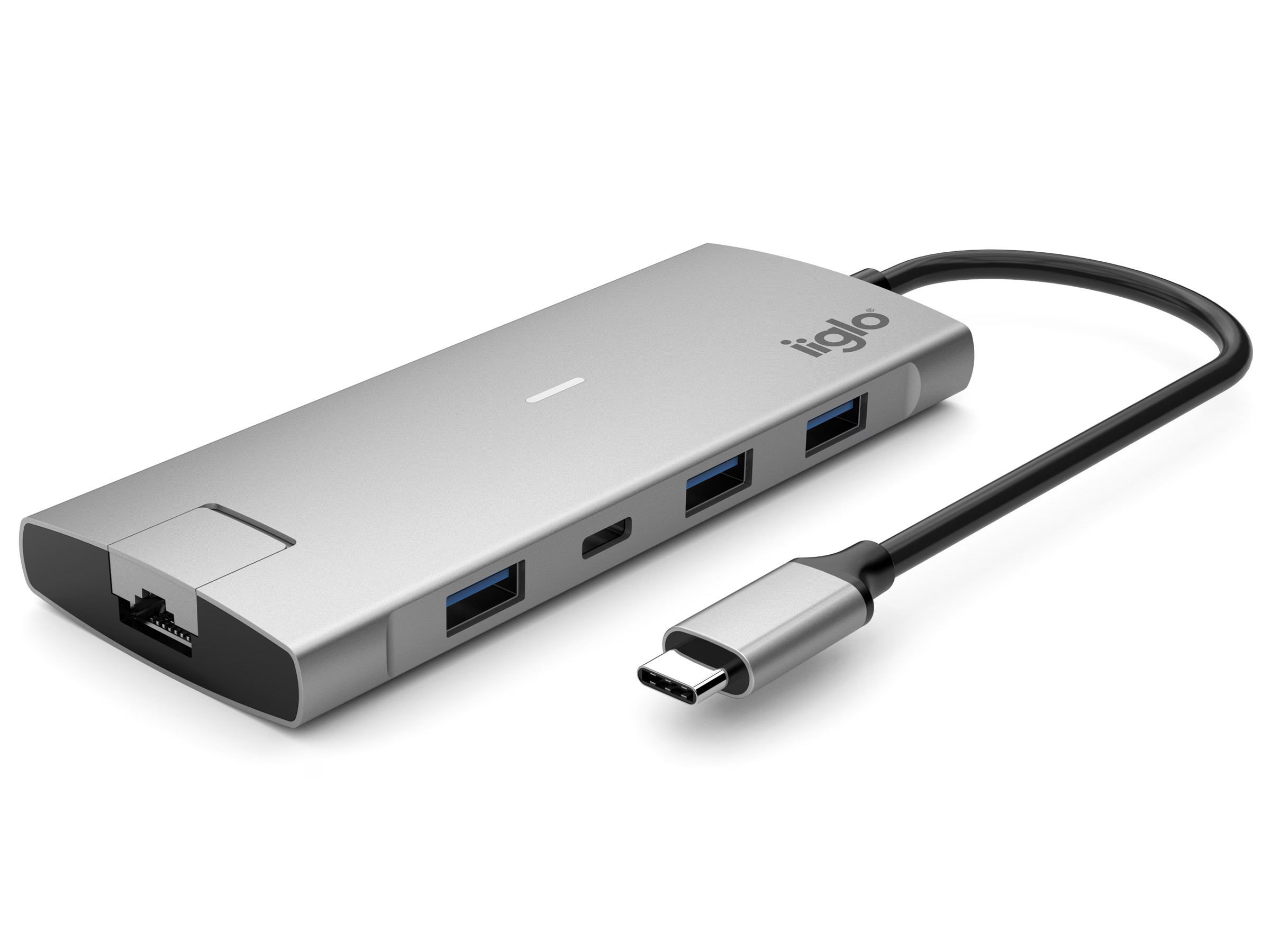 iiglo Multiport Dock USB-C-hubb 9-i-1 till 2xUSB-C/4xUSB/2xHDMI/LAN med stöd för 2 skärmar (4K 60Hz)