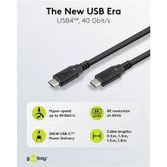 USB-C kabel - Goobay USB-C-kabel USB4 Thunderbolt 4 240W PD 40Gbit/s (8K) i flera längder