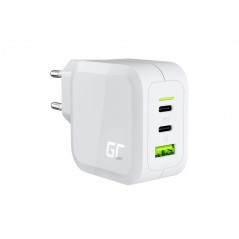 GreenCell AC-adapter väggladdare GaN 65W med 2 USB-C och 1 USB