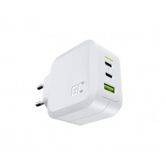 GreenCell AC-adapter väggladdare GaN 65W med 2 USB-C och 1 USB