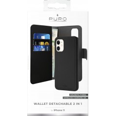 Fodral och skal - Puro 2-i-1 plånboksfodral med magnetiskt avtagbart skal till iPhone 11