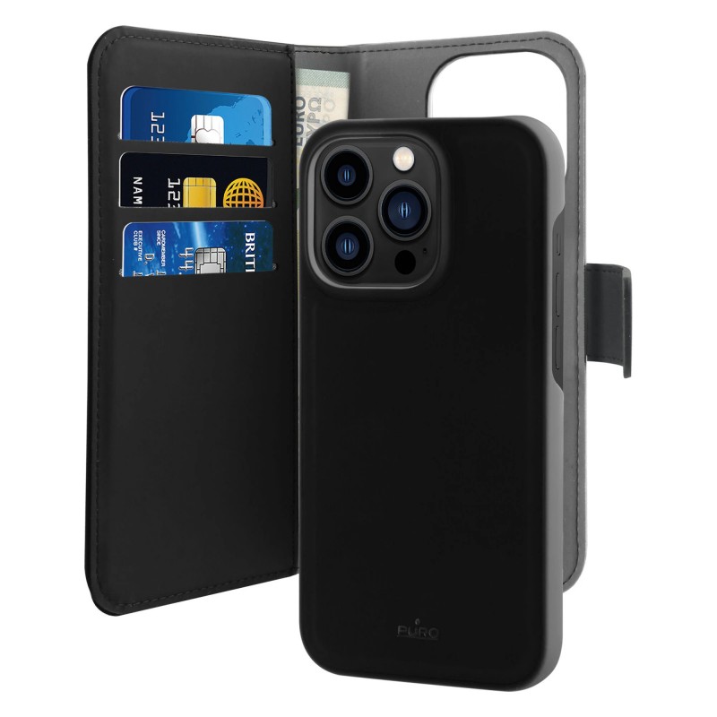 Fodral och skal - Puro plånboksfodral med avtagbart skal till iPhone 14 Pro