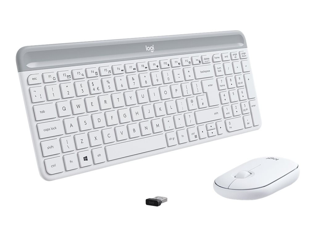 Logitech MK470 slimmat trådlöst tangentbord och mus, vit
