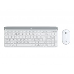 Tangentbord & datormus - Logitech MK470 slimmat trådlöst tangentbord och mus, vit
