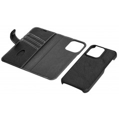 Essentials plånboksfodral i äkta läder med avtagbart skal till iPhone 13 Pro