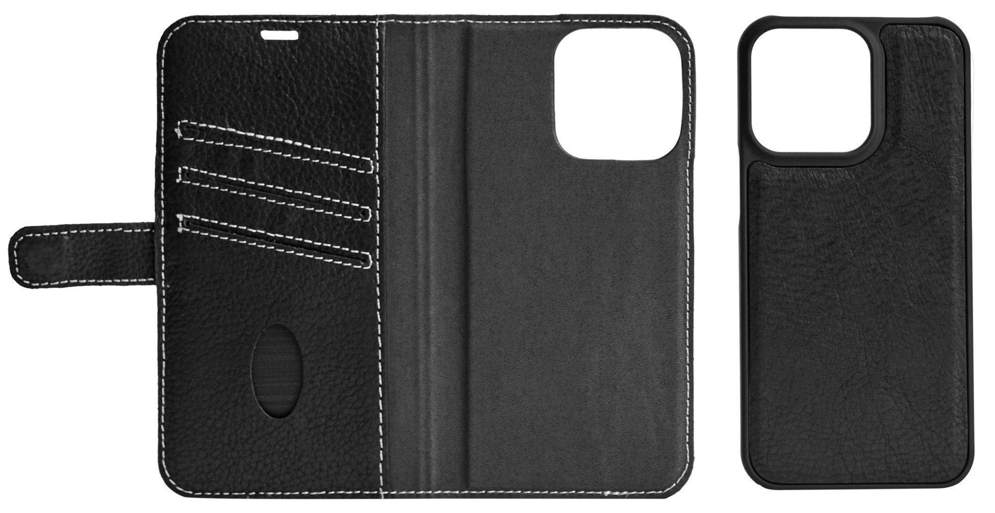 Essentials plånboksfodral i äkta läder med avtagbart skal till iPhone 13 Pro