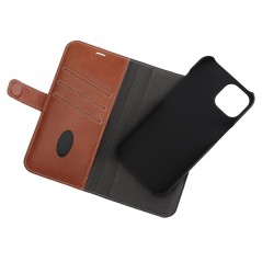 Essentials plånboksfodral i äkta läder med avtagbart skal till iPhone 13 och iPhone 14