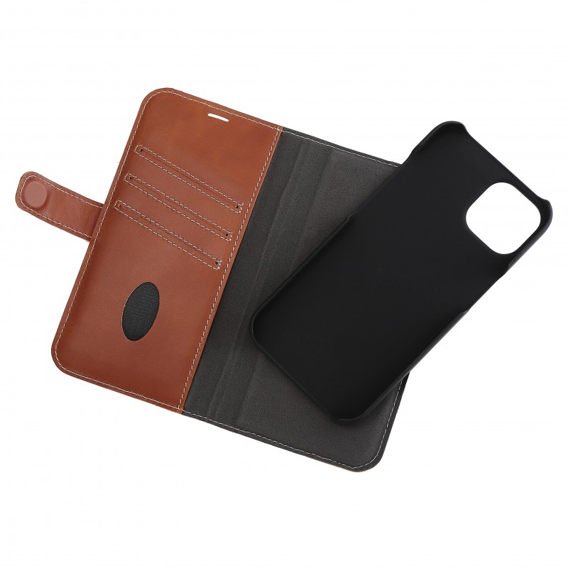 Fodral och skal - Essentials plånboksfodral i äkta läder med avtagbart skal till iPhone 13 och iPhone 14