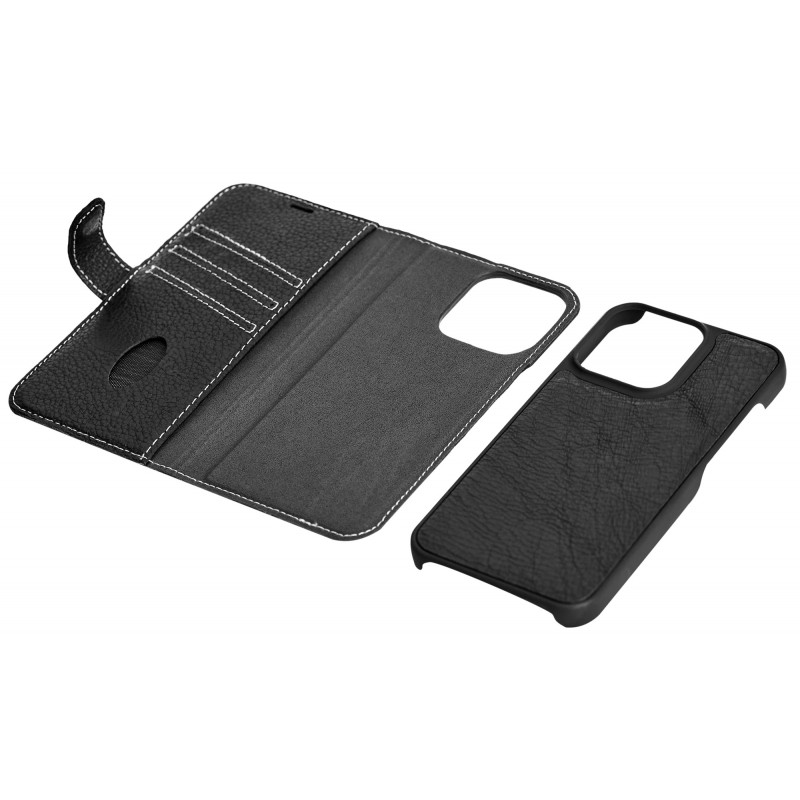 Fodral och skal - Essentials plånboksfodral i äkta läder med avtagbart skal till iPhone 13 Pro Max