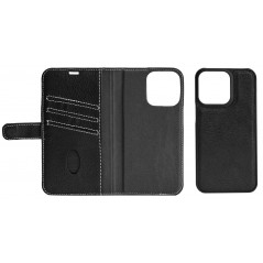Essentials plånboksfodral i äkta läder med avtagbart skal till iPhone 13 Pro Max