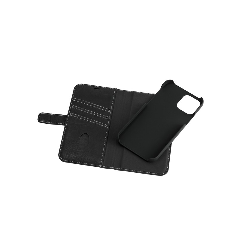 Fodral och skal - Essentials plånboksfodral i äkta läder med avtagbart skal till iPhone 12 och 12 Pro